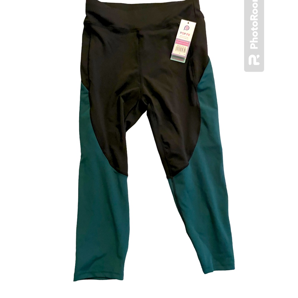 NWT leggings green and black PopFit sz L